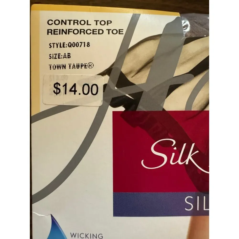 Hanes Silk Reflections Control Top Silky Sheer Pantyhose Town Taupe Size Ab